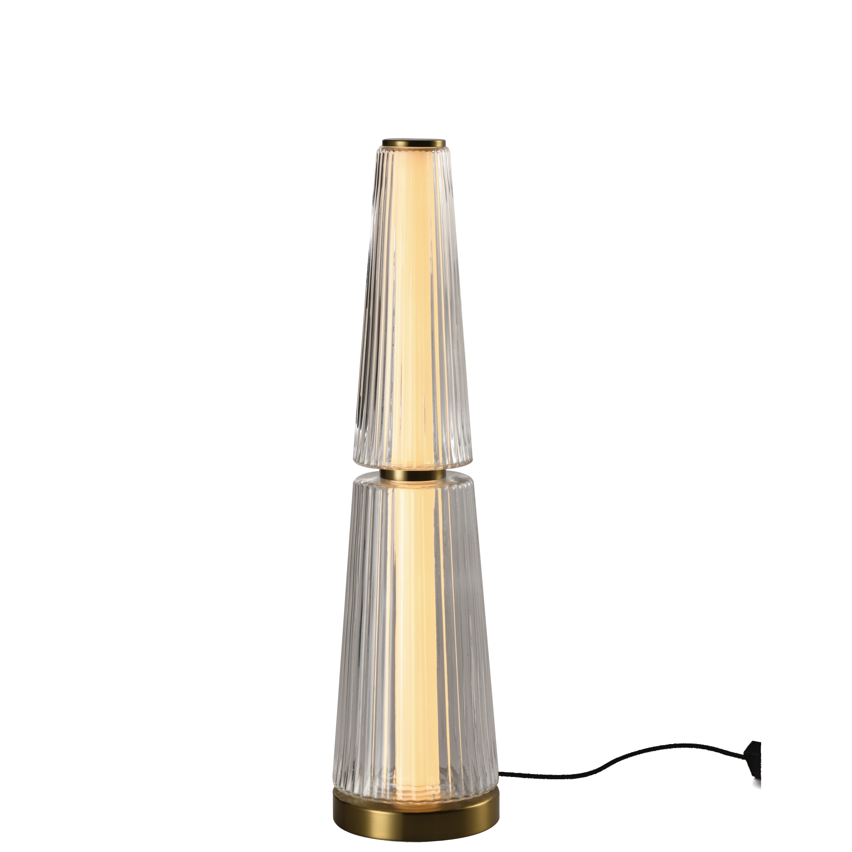 Golden base layered crystal conical table lamp